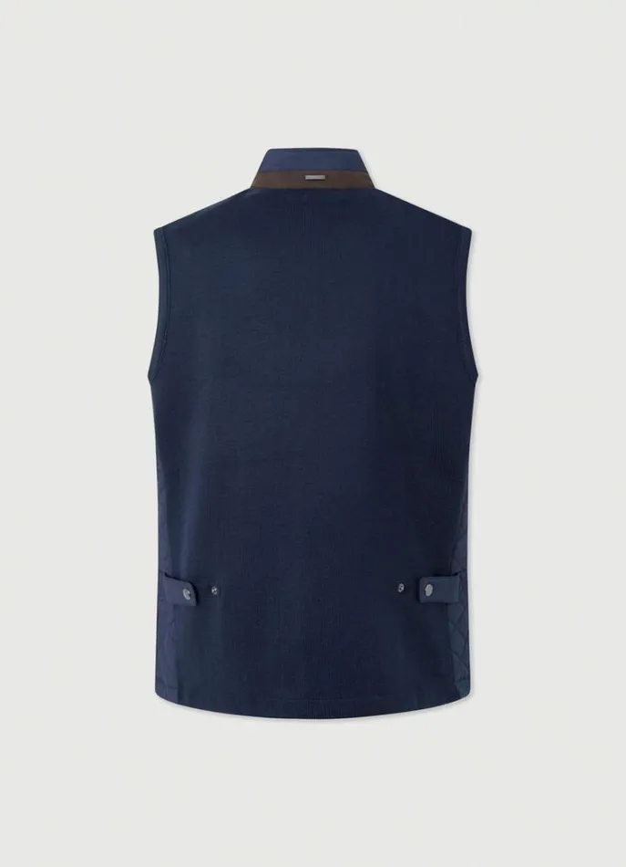 Men Coats and Jackets Hackett London Padded Hybrid Gilet Navy Blazer