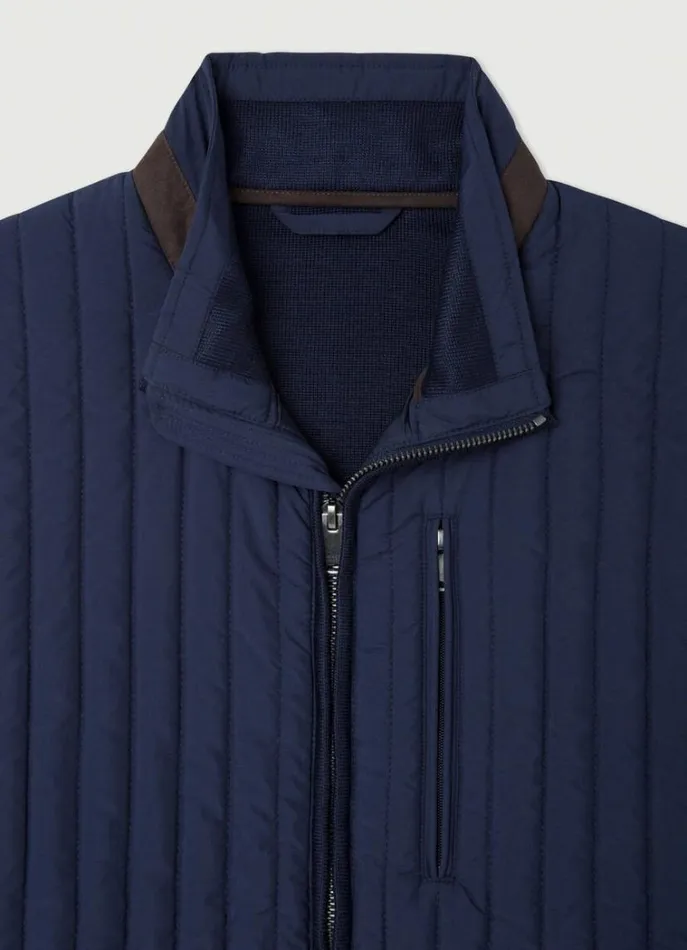 Men Coats and Jackets Hackett London Padded Hybrid Gilet Navy Blazer