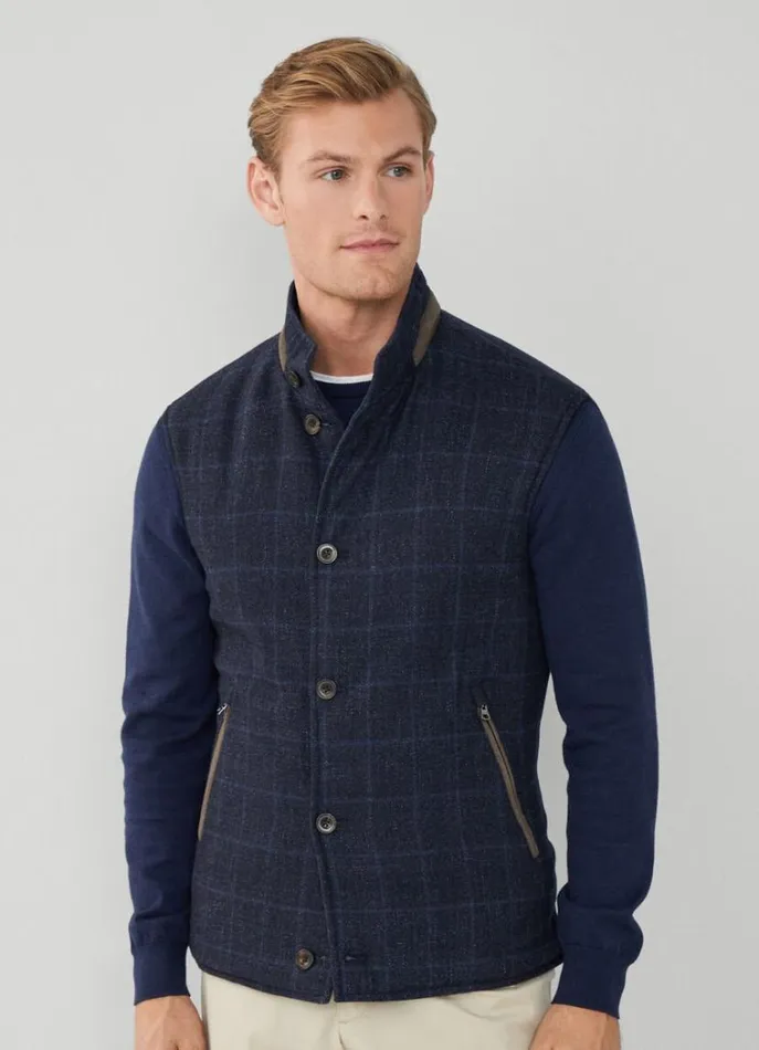 Men Coats and Jackets Hackett London Reversible Wool And Nylon Gilet Navy