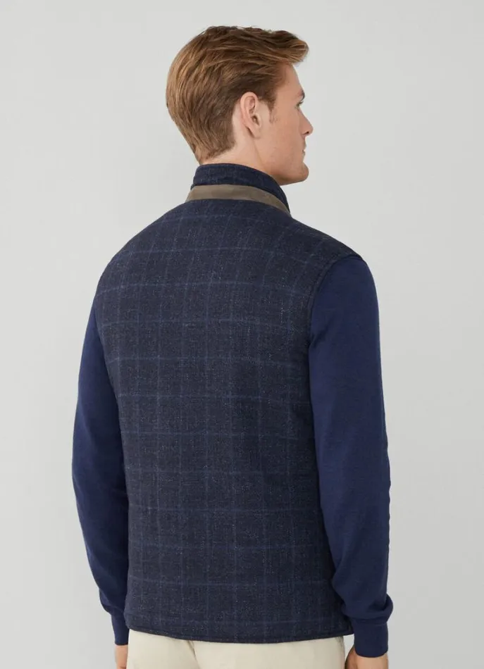 Men Coats and Jackets Hackett London Reversible Wool And Nylon Gilet Navy