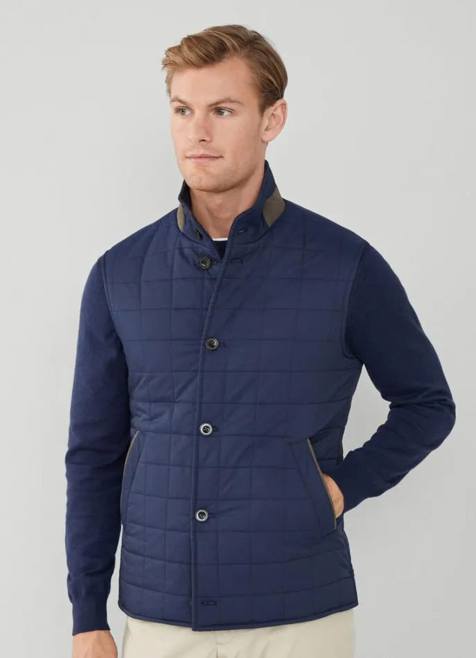 Men Coats and Jackets Hackett London Reversible Wool And Nylon Gilet Navy