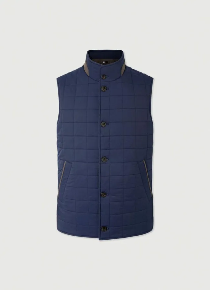 Men Coats and Jackets Hackett London Reversible Wool And Nylon Gilet Navy