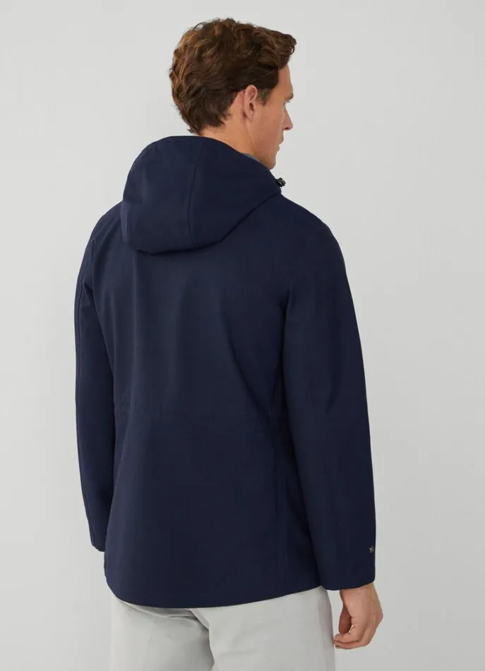 Men Coats and Jackets Hackett London Velospeed Jacket With Hood Navy
