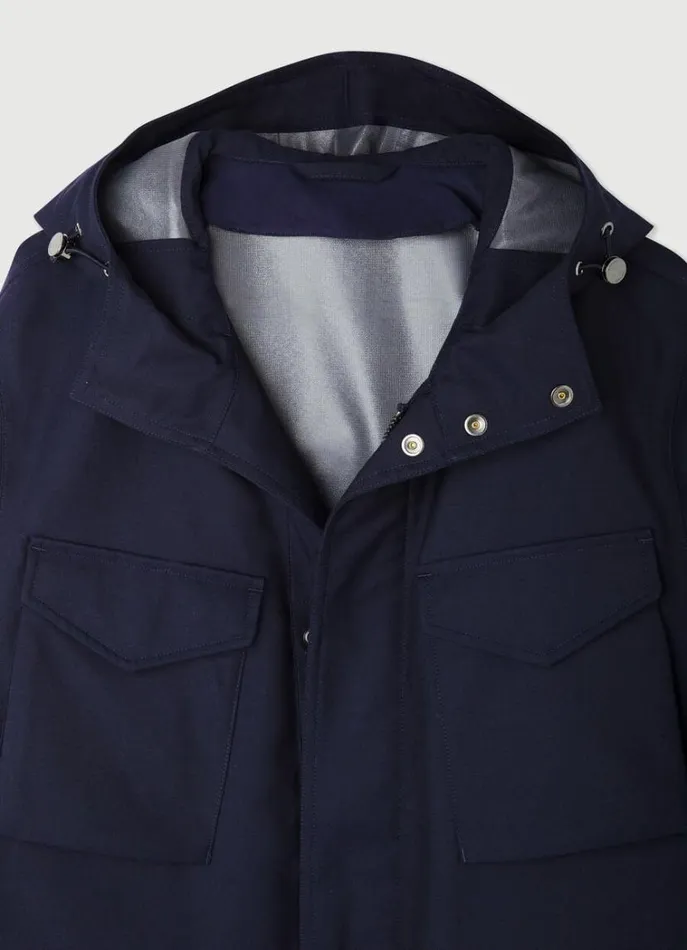 Men Coats and Jackets Hackett London Velospeed Jacket With Hood Navy