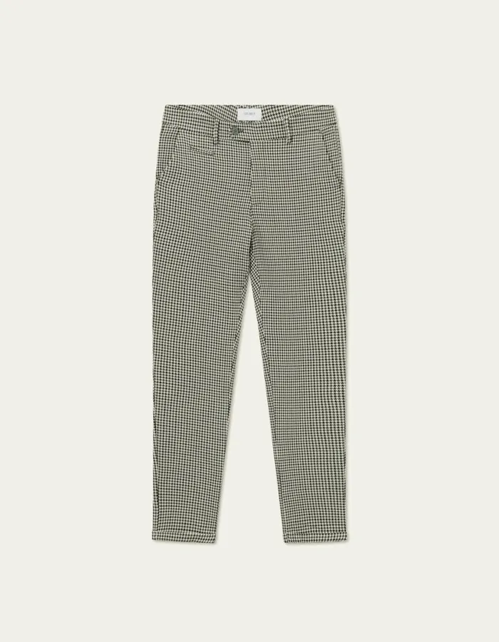 Men Como Houndstooth Suit Pants 8211 Light Desert SandBlack Les Deux Pants