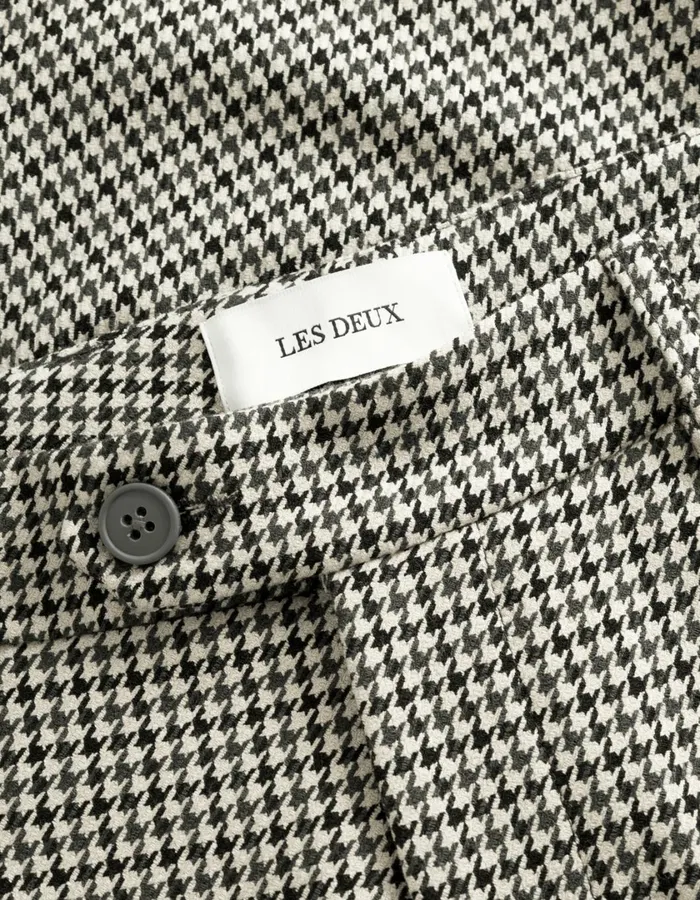 Men Como Houndstooth Suit Pants 8211 Light Desert SandBlack Les Deux Pants