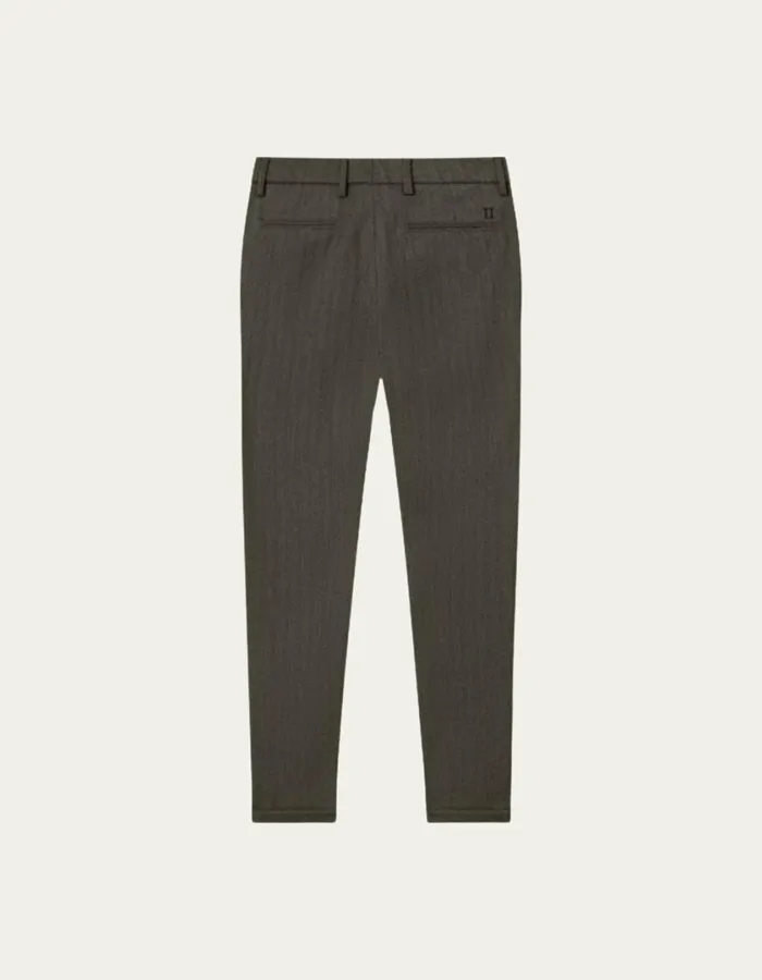 Men Como Reg Herringbone Suit Pants 8211 Olive NightDark Brown Les Deux Pants