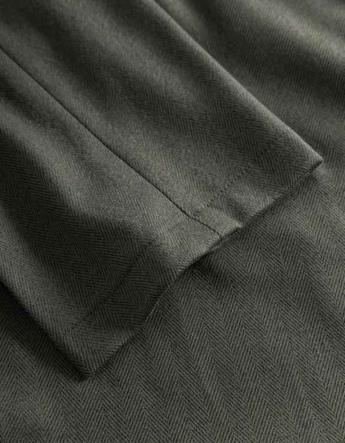 Men Como Reg Herringbone Suit Pants 8211 Olive NightDark Brown Les Deux Pants