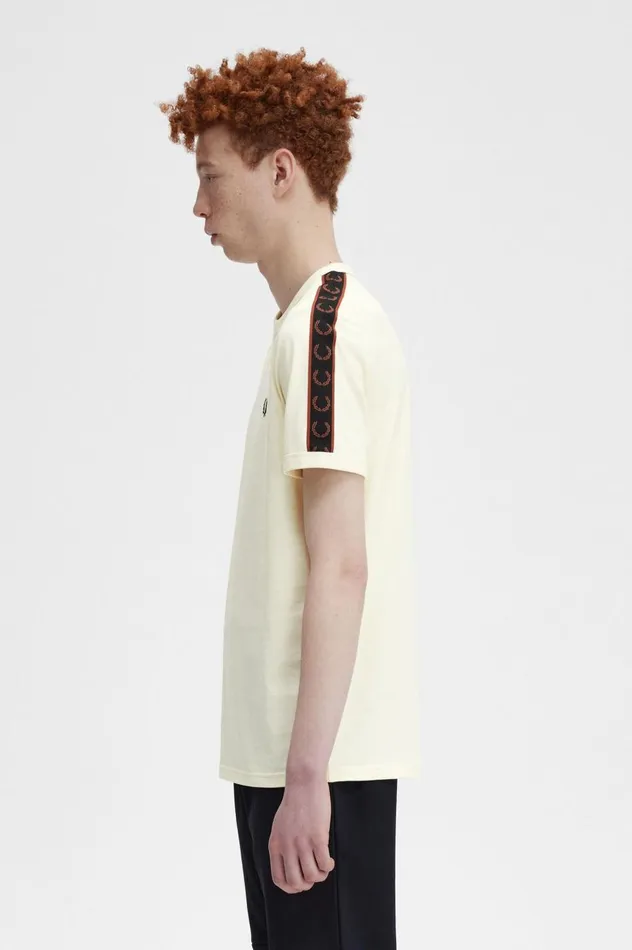 Men Contrast Tape Ringer TShirt Ecruwhisky Brown Fred Perry TShirts