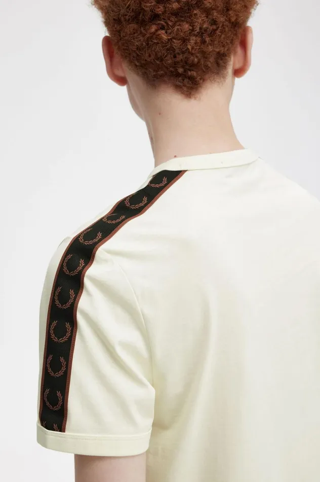 Men Contrast Tape Ringer TShirt Ecruwhisky Brown Fred Perry TShirts