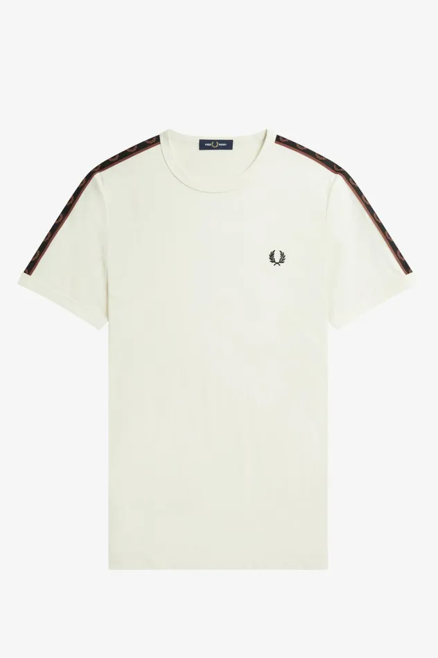 Men Contrast Tape Ringer TShirt Ecruwhisky Brown Fred Perry TShirts