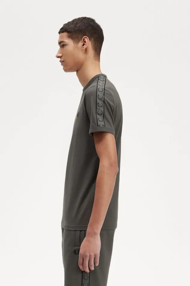 Men Contrast Tape Ringer TShirt Field Green Fred Perry TShirts