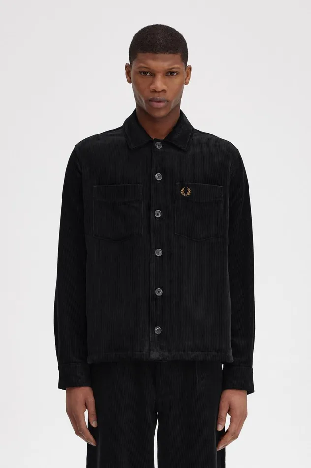 Men Cord Overshirt Black Fred Perry Overshirts