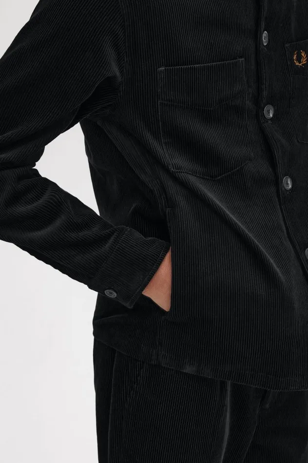 Men Cord Overshirt Black Fred Perry Overshirts