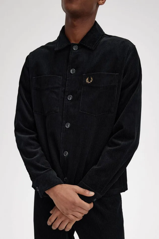 Men Cord Overshirt Black Fred Perry Overshirts