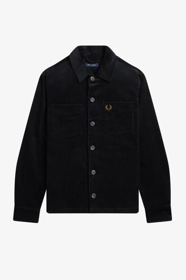 Men Cord Overshirt Black Fred Perry Overshirts