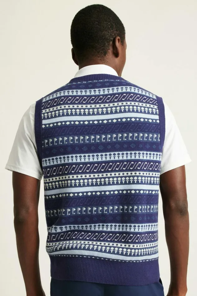 Men Cotton Cashmere Golf Sweater Vest Navy Fair Isle Bonobos Crew and VNeck Sweaters