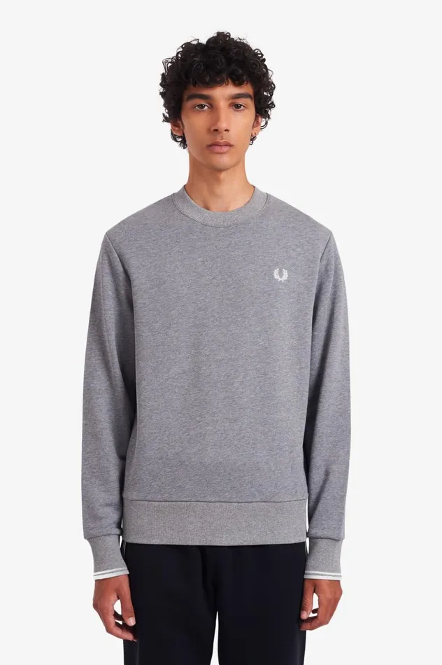 Men Crew Neck Sweatshirt Steel Marl Fred Perry Sweatshirts