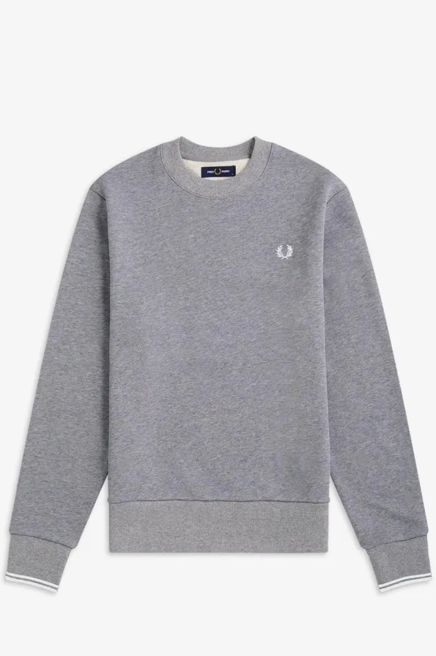 Men Crew Neck Sweatshirt Steel Marl Fred Perry Sweatshirts