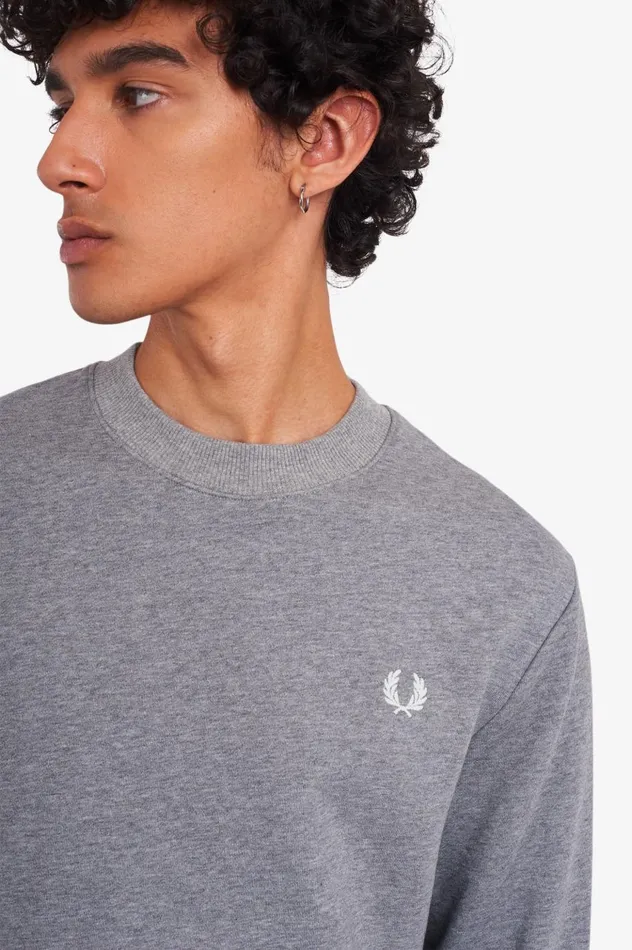 Men Crew Neck Sweatshirt Steel Marl Fred Perry Sweatshirts