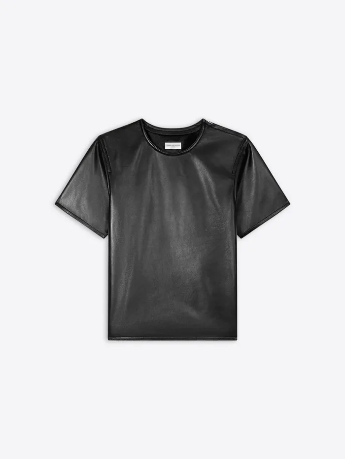 Men Dries Van Noten Shirts Leather Tshirt