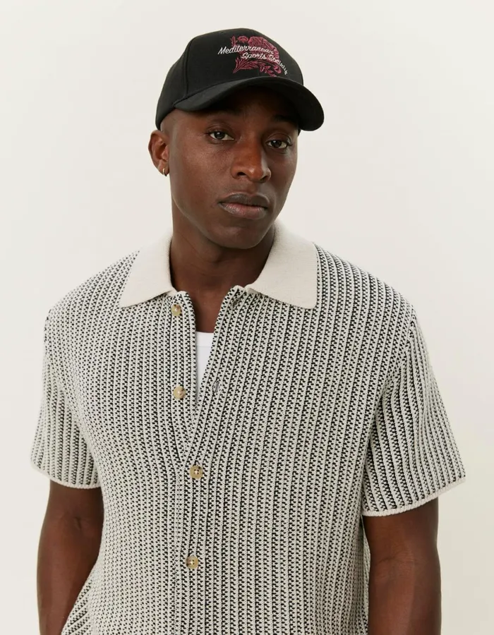 Men Easton Knitted SS Shirt 8211 IvoryBlack Les Deux Knitwear