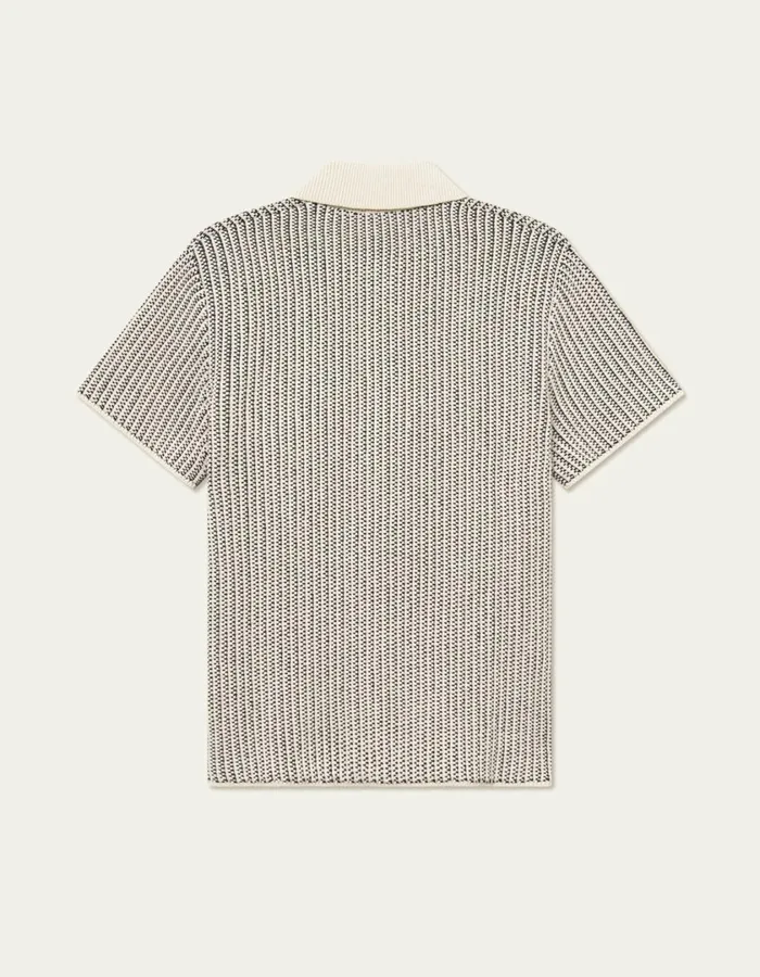 Men Easton Knitted SS Shirt 8211 IvoryBlack Les Deux Knitwear