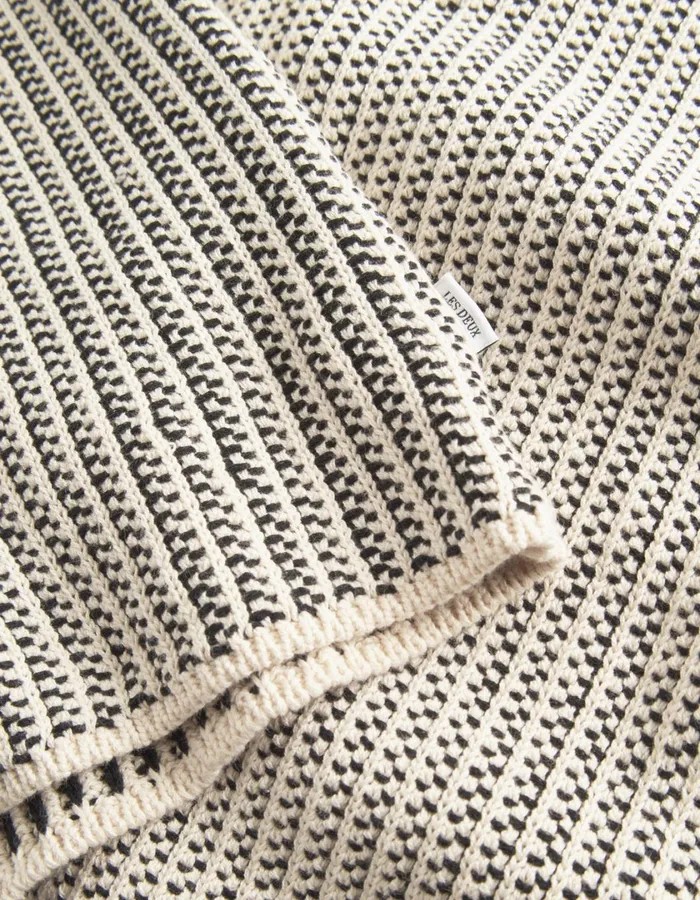 Men Easton Knitted SS Shirt 8211 IvoryBlack Les Deux Knitwear