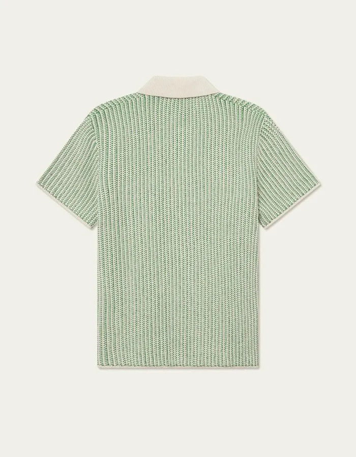 Men Easton Knitted SS Shirt 8211 IvoryVintage Green Les Deux Knitwear
