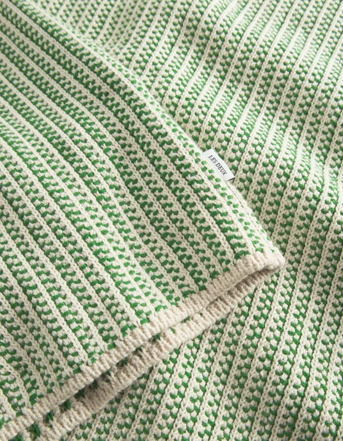 Men Easton Knitted SS Shirt 8211 IvoryVintage Green Les Deux Knitwear