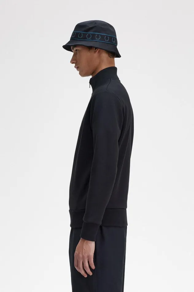 Men Embroidered Half Zip Sweatshirt Navy Fred Perry Sweatshirts