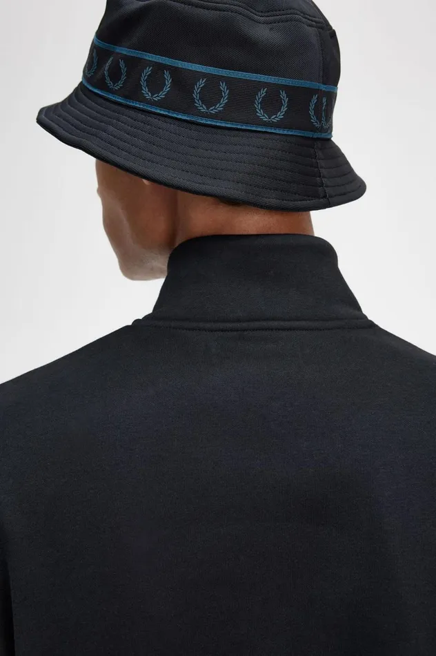 Men Embroidered Half Zip Sweatshirt Navy Fred Perry Sweatshirts