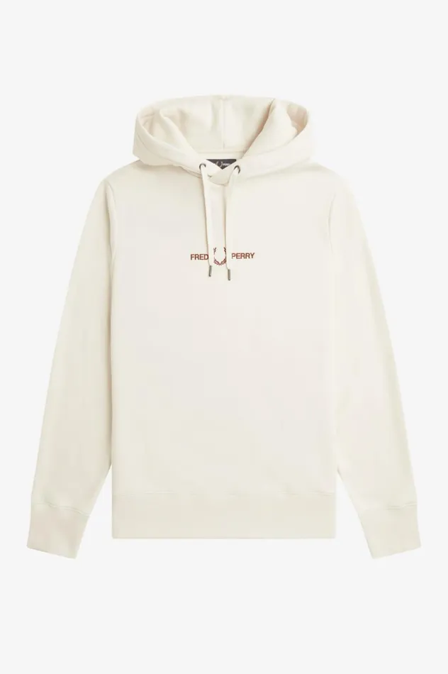 Men Embroidered Hooded Sweatshirt Ecru Fred Perry Sweatshirts