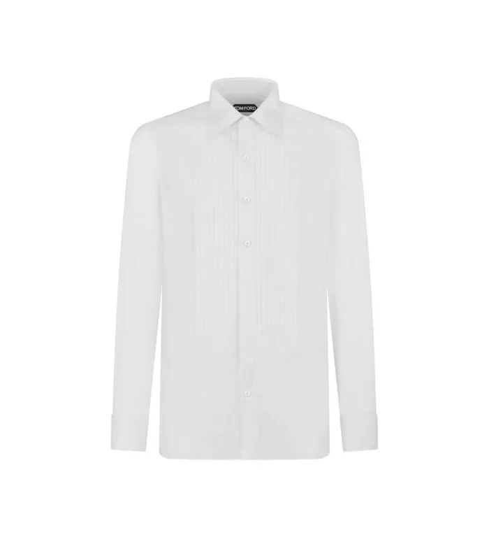 Men Evening Tom Ford Cocktail Voile Slim Fit Evening Shirt Optical White
