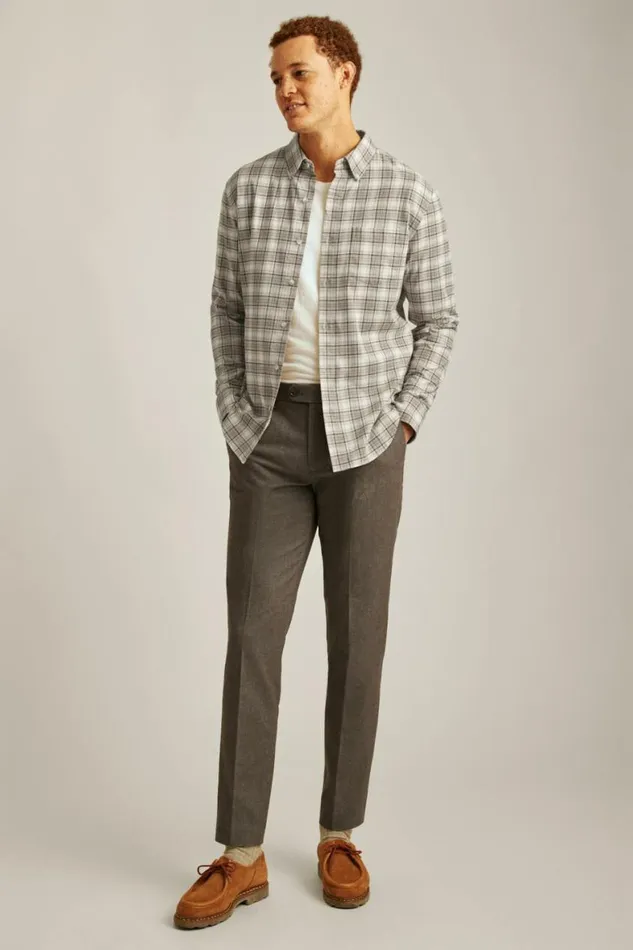 Men Everyday Lightweight Flannel Shirt Khaki Plaid Bonobos Overshirts