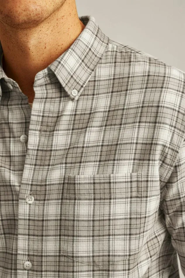 Men Everyday Lightweight Flannel Shirt Khaki Plaid Bonobos Overshirts