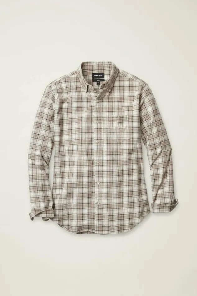 Men Everyday Lightweight Flannel Shirt Khaki Plaid Bonobos Overshirts