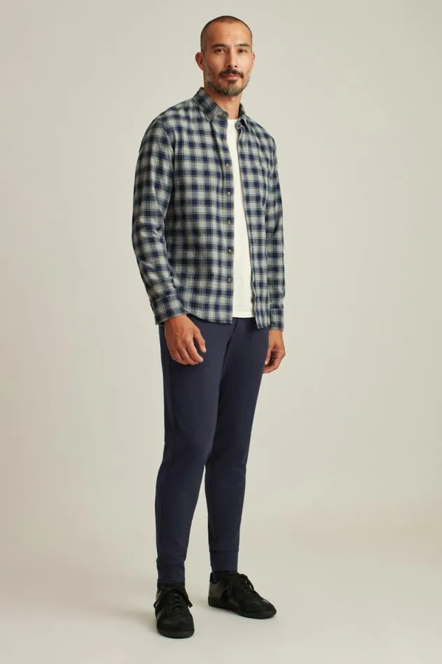 Men Everyday Lightweight Flannel Shirt Navy Grey Ansley Check Bonobos Overshirts