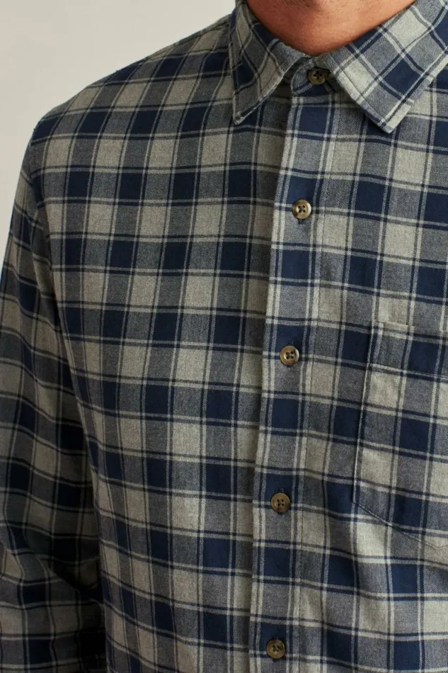 Men Everyday Lightweight Flannel Shirt Navy Grey Ansley Check Bonobos Overshirts