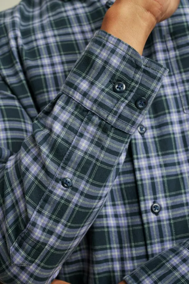 Men Everyday Lightweight Flannel Shirt Navy Lavender Plaid Bonobos Overshirts