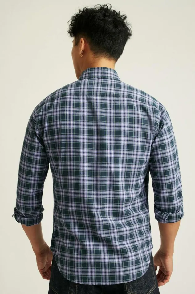Men Everyday Lightweight Flannel Shirt Navy Lavender Plaid Bonobos Overshirts