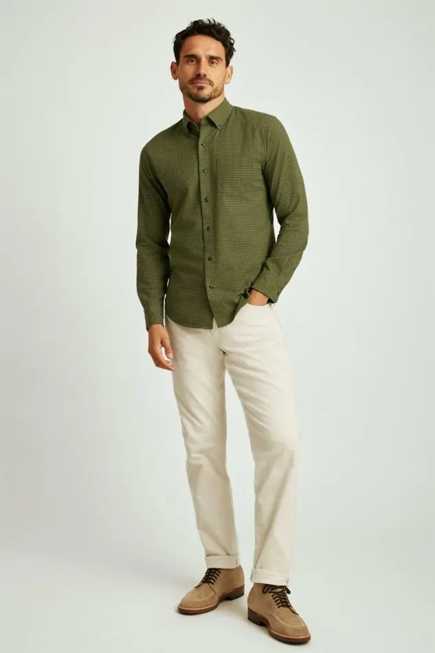 Men Everyday Lightweight Flannel Shirt Olive Forest Check Bonobos Overshirts