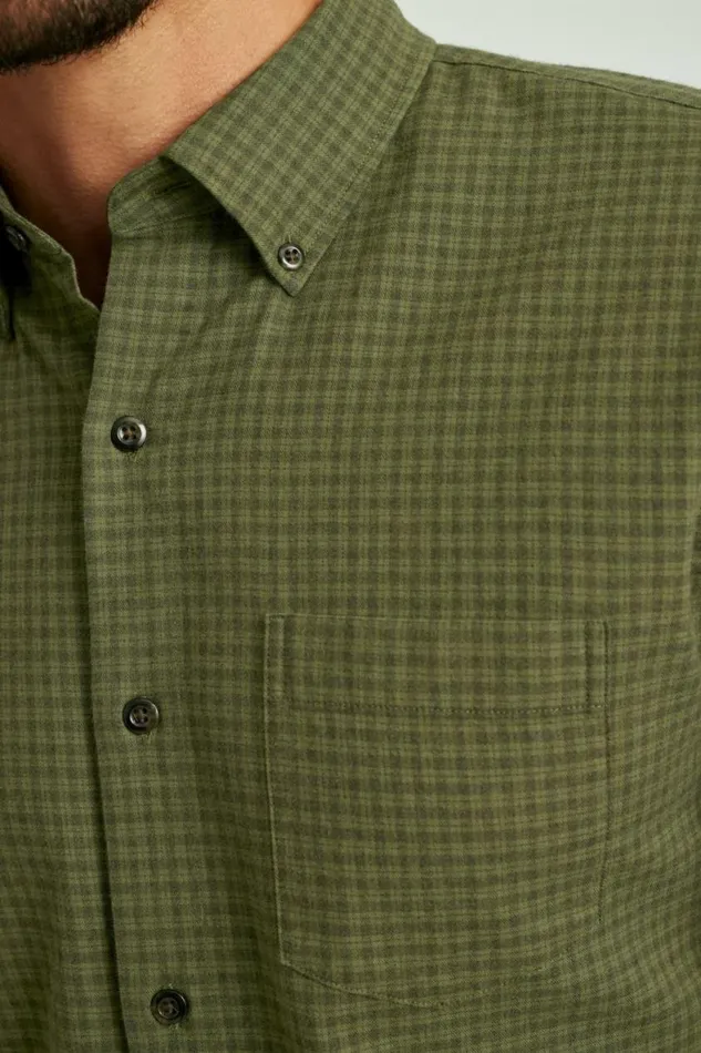 Men Everyday Lightweight Flannel Shirt Olive Forest Check Bonobos Overshirts
