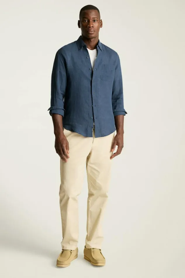 Men Everyday Linen Shirt Deep Navy Sea Bonobos Casual Shirts