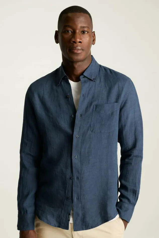 Men Everyday Linen Shirt Deep Navy Sea Bonobos Casual Shirts
