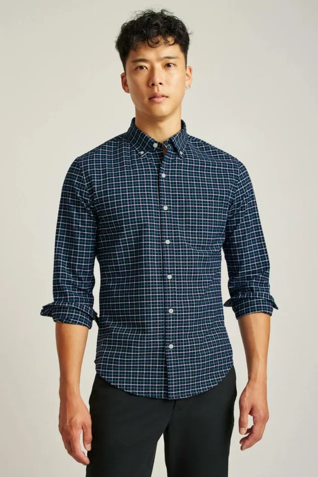 Men Everyday Oxford Shirt Navy Larchmont Plaid Bonobos Business Casual Shirts