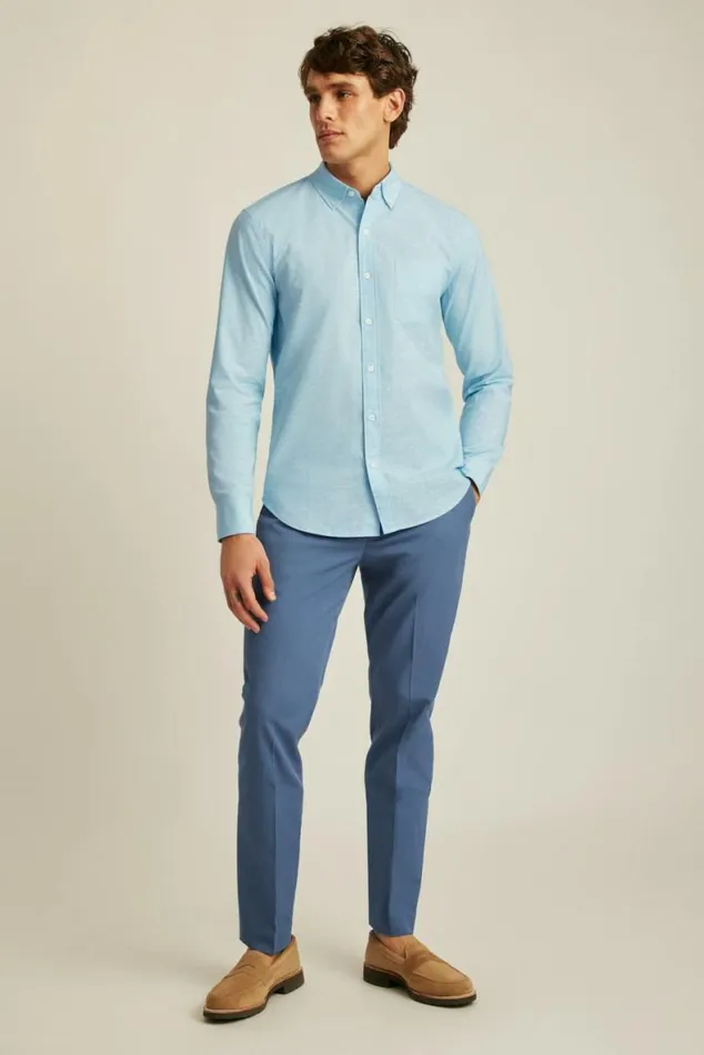 Men Everyday Shirt Blue Chambray Dobby Dot Bonobos Business Casual Shirts