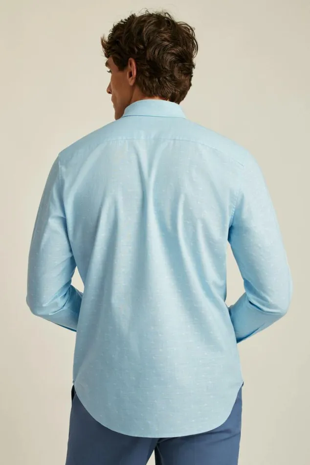 Men Everyday Shirt Blue Chambray Dobby Dot Bonobos Business Casual Shirts