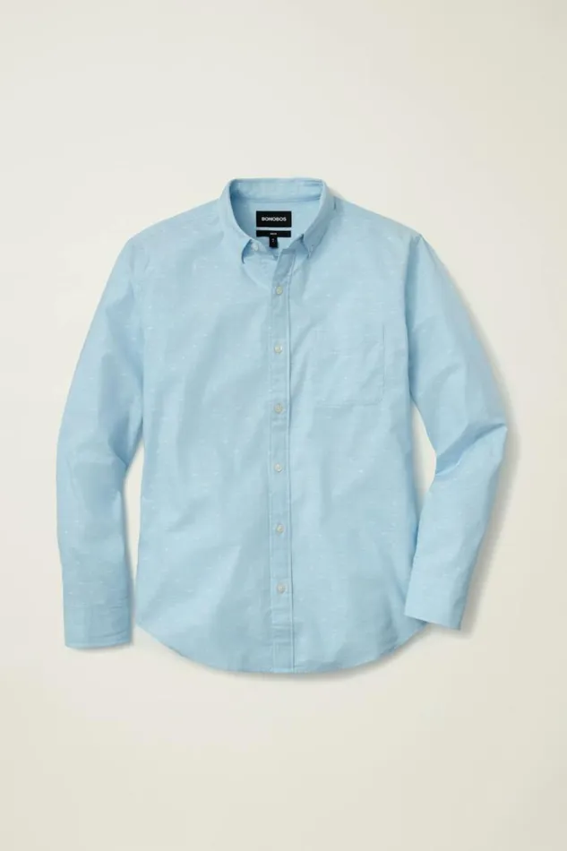 Men Everyday Shirt Blue Chambray Dobby Dot Bonobos Business Casual Shirts
