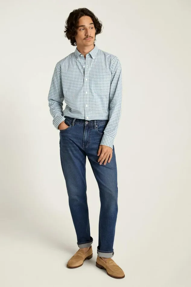 Men Everyday Shirt Blue Ocean Plaid Bonobos Business Casual Shirts